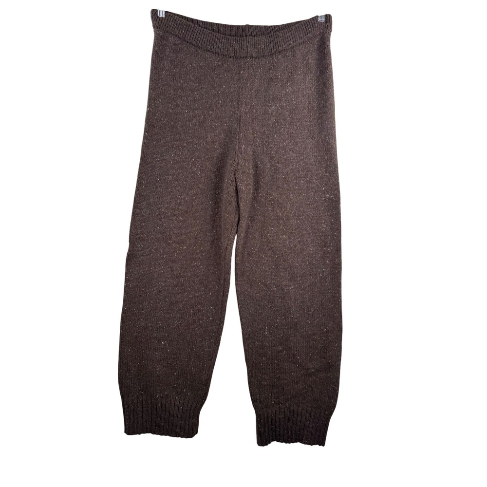 ZARA wool blend baggy knit Pants Brown Wide Leg Lounge Comfort lounge Size L‎